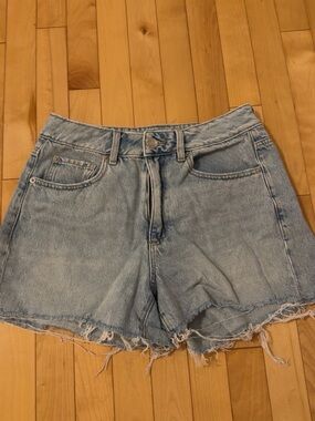 Garage Light Blue Distressed High-Rise Denim Shorts